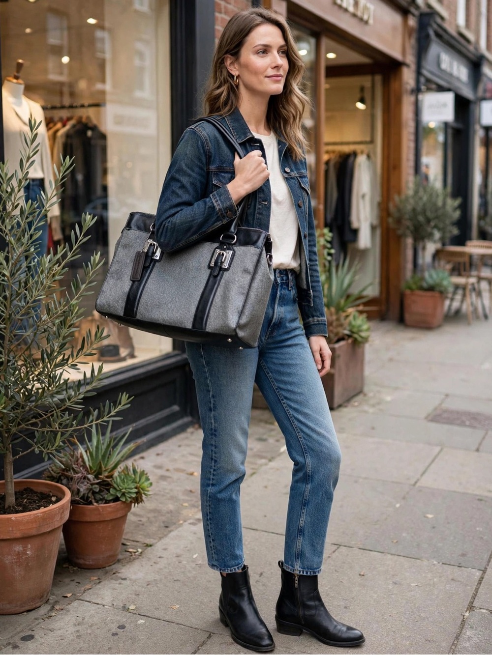 Mark New York Genuine Leather Tote & Laptop Bag